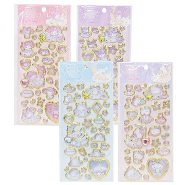 小禮堂 Sanrio 三麗鷗 燙金立體貼紙組 (睡覺月亮款) Kitty 美樂蒂 酷洛米 大耳狗