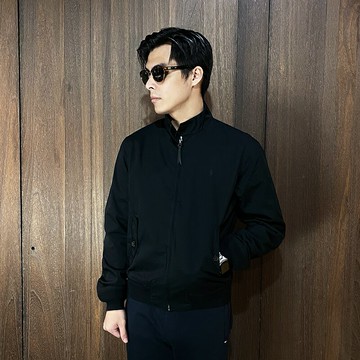 美國百分百【全新真品】Ralph Lauren 立領外套 棉質 RL 小馬 logo 格紋 夾克 黑色/深藍 CQ23