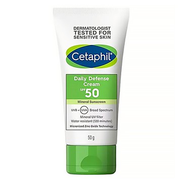 Cetaphil 舒特膚 Daily Defense SPF50 防曬霜 物理性防曬 廣譜防護 防水（120分鐘）  50ml  1瓶