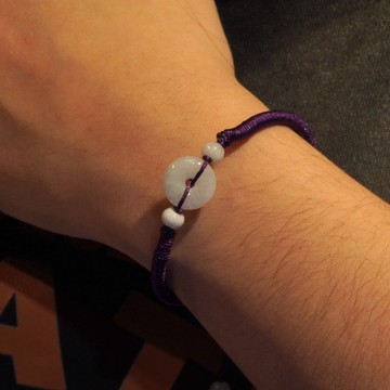 【願‧平安】白翡翡翠平安扣編織手鍊 | 天然緬甸翡翠A貨 | 送禮