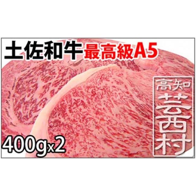 ふるさと納税 高知県 芸西村 土佐和牛A5特選サーロイン＆リブロースステーキ400g×2枚セット　牛肉＜高知市共通返礼品＞