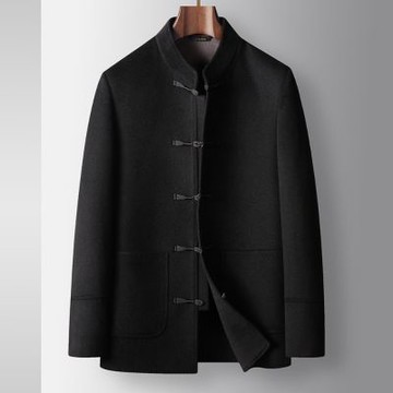 [巴黎精品] 現貨+預購 頂級羊毛外套毛呢大衣風衣西裝寬鬆上衣大碼休閒男裝-式立領雙面呢唐裝2色a1me37