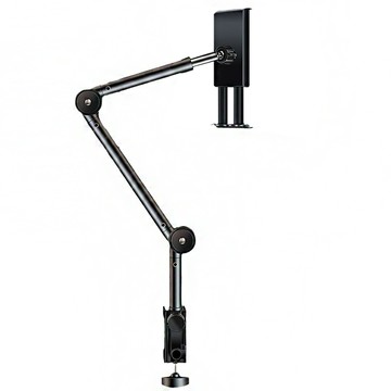 Kyhome 夾式桌面手機平板支架/折疊懸臂旋轉支架/床頭懶人支架  黑色  1個