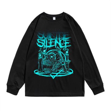 歐美Suicide Silence死核硬搖滾自殺沉寂樂隊印花長袖T恤男女同款