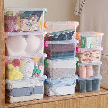 透明收納箱整理箱塑料箱子有蓋手提儲物箱大小號衣物收納盒整理盒