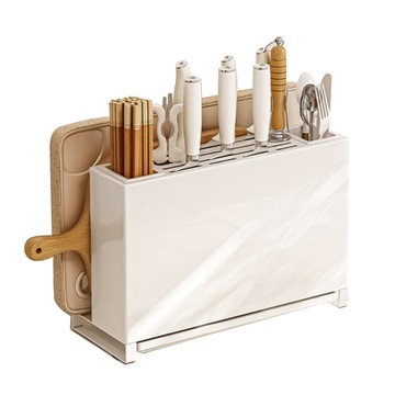 【慢慢家居】包覆型多功能高顏質收納刀架(瀝水架/刀座/筷籠/刀板架/砧板)檯面刀板架