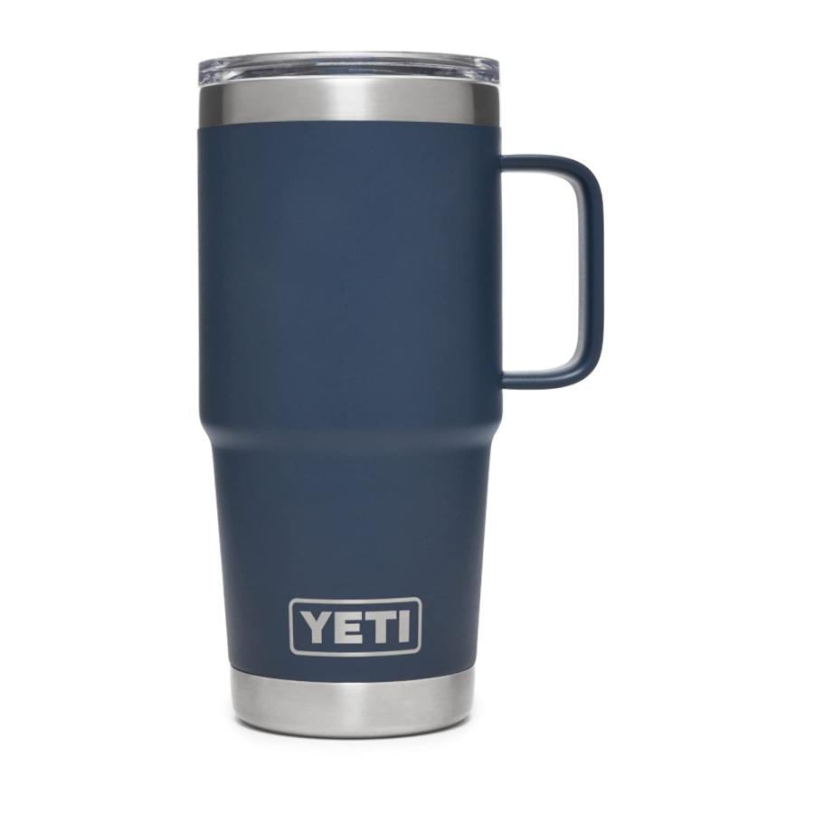 YETI Rambler 20オンス トラベルマグ ストロングホールド蓋付き 真空断熱 ステンレス製、ネイビー