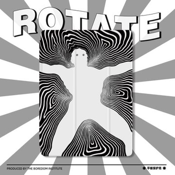 嵌入漩渦人影潮流手繪簡筆畫復古適用于蘋果2024款iPadPro12.9/11三折保護殼air6/air5/mini6防摔氣囊平板殼