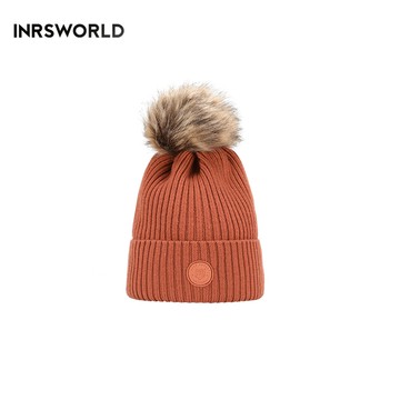 毛線帽【ISW】針織美麗諾羊毛球毛線帽-龍蝦紅 (三色可選)