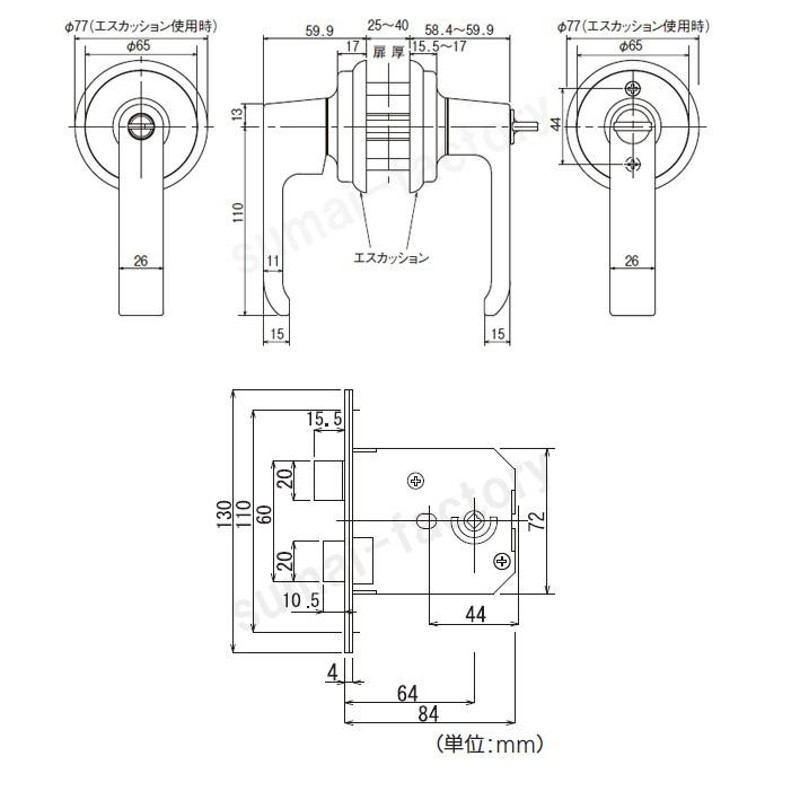 AGENT 取替用レバーハンドル錠 LS-640 (錠ケース付) ディンプル