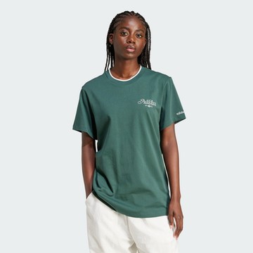 adidas 愛迪達 上衣 女款 短袖上衣 運動 三葉草 GRAPHIC TEE 綠 IX3540