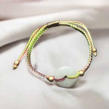 冰糯種翡翠平安扣編織手鍊 | 天然緬甸玉翡翠A貨 | 送禮