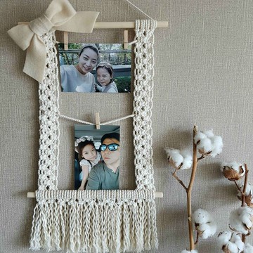 INS波西米亞編織掛毯 相片夾掛毯 北歐風個性照片夾 臥室置物架