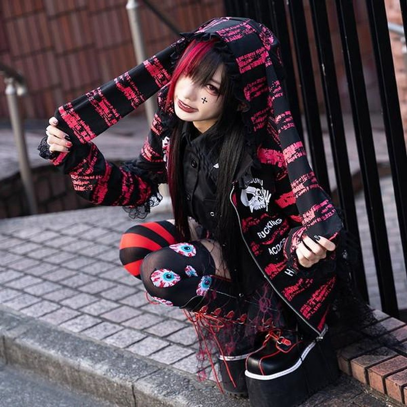 PEACE NOW 猫耳付きパーカー ブラック ゴスロリ パンク