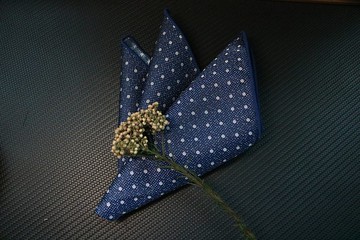 藍色波點真絲口袋巾西裝紳士方巾支持繡字