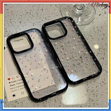 新款式手機殼.彩色小星星適用蘋果16手機殼iPhone15pro亞克力12黑邊13透明14XR
