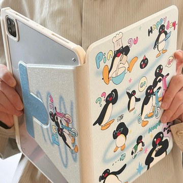 INS韓系小企鵝 旋轉 保護殼 適用iPad 10 9 Mini Air 7 6 5 M2 Pro M4 11/13吋