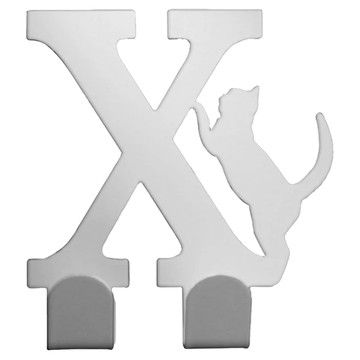 OPUS 東齊金工 歐式鐵藝貓咪字母掛勾 貓咪遇上字母X  優雅白色  1個