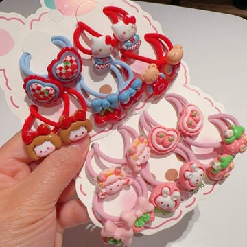 【臺灣🌸出貨】兒童頭繩寶寶不傷發發圈女童扎頭髮橡皮筋小女孩可愛紅色發繩髮飾🍂