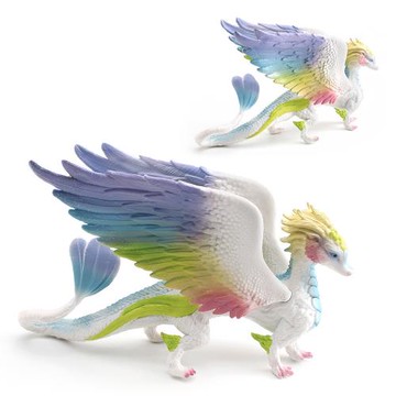 跨境兒童認知仿真西方神話傳說神獸動物白獨角獸彩虹飛龍模型擺件