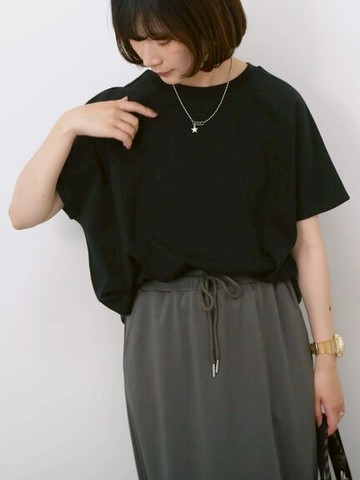 素面/橫條紋圓領法式袖休閒上衣(0F000902310) - Samansa Mos2 blue