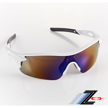 【視鼎Z-POLS】帥氣質感白頂級運動設計款(灰) 搭載七彩電鍍藍防爆PC UV400 運動眼鏡