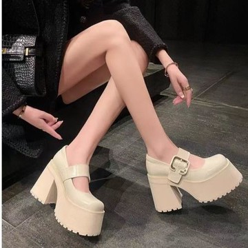 絕美瑪麗珍婚鞋女主婚紗神器松糕鞋10cm厚底配裙子超高跟伴娘單鞋