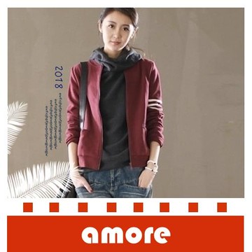 Amore 衛衣女韓版短外套新款春秋拉鍊開衫客製上衣夾克運動