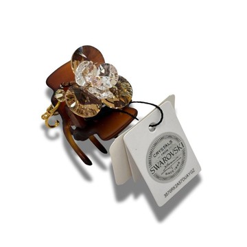 COMPLEX BIZ 水晶小花 施華洛世奇 甜心夾  咖啡色