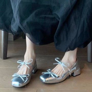 黑桃千金~粗跟蝴蝶結瑪麗珍鞋女2025春季新款淺口一字扣帶單鞋子