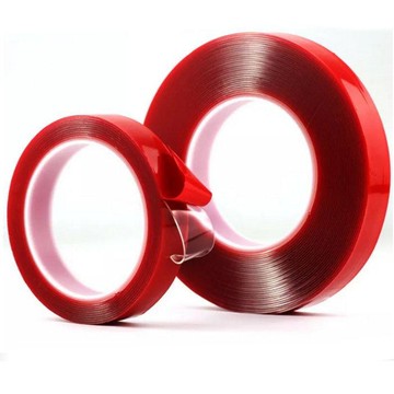 紅膜透明雙面膠 強力膠 強力 雙面膠 壓克力 膠帶 膠條 無痕膠 無痕貼【GL201】 123便利屋