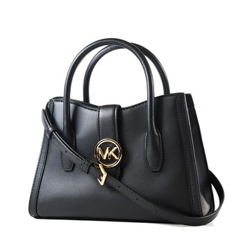 MICHAEL KORS 專櫃款 GABBY 滑面皮革手提斜背二用包-金釦黑小