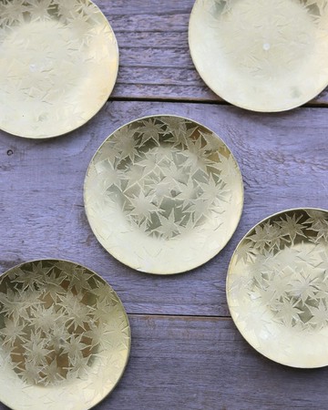 紅葉花紋 黃銅豆皿 小盤子 飾品盤