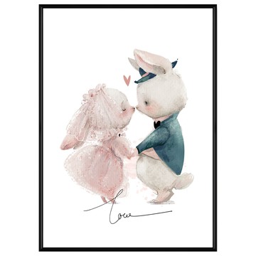 菠蘿選畫所 Yes I do! APLS4641B 掛畫 59.4 x 42cm 畫框 - 可愛兔子婚禮主題  黑色