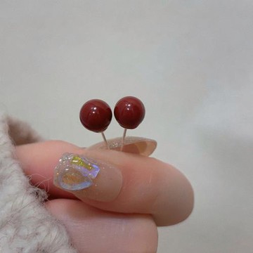 朱砂耳釘女純銀s999本命年耳飾開運養耳洞氣質新年耳飾品耳環紅色