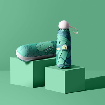 【臺灣-出貨】五折卡通太陽傘防曬防紫外線遮陽女晴雨傘兩用小巧便攜黑膠upf50+