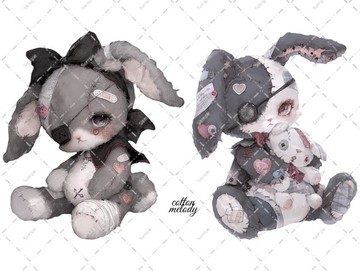 原創貼紙 no.D39 // 人物貼紙 原創貼紙 裝飾貼紙 歌德風小熊 15種各2張 合計30張