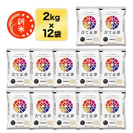 新米 令和5年(2023年)産 宮城県産 だて正夢 白米 24kg(2kg×12袋）