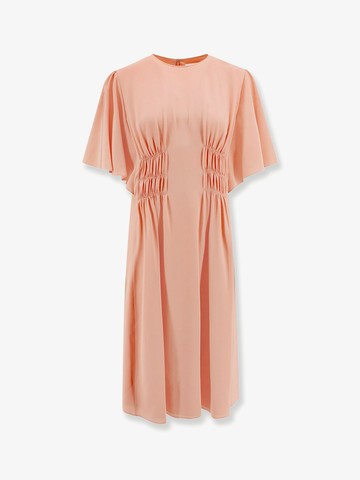 Silk dress with frontal drapery - CHLOE' - gender_Woman