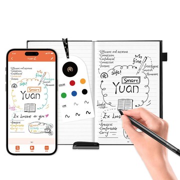 元筆記 經典系列・神秘黑套裝禮盒｜智慧筆＋A5高質感(橫線+空白內頁)筆記本