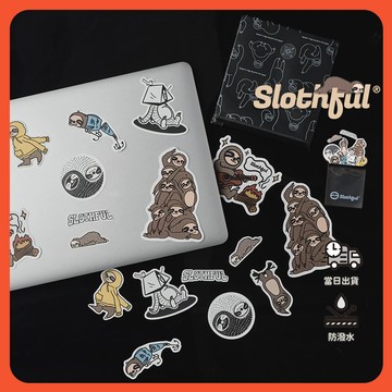 【SLOTHFUL®】樹懶貼紙 貼紙 動物貼紙 文具 手帳貼紙 筆電貼紙 防水袋 夾鏈袋 文具貼紙 防水貼紙