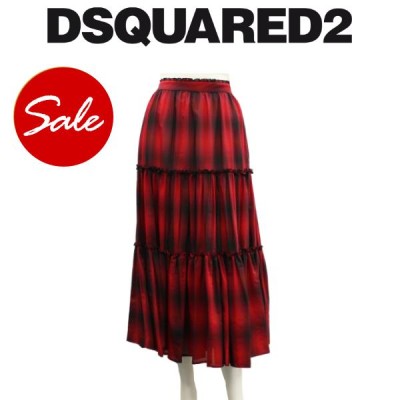 DSQUARED2 ペンシル スカート タイト ベロア調 赤 ディースクエアード