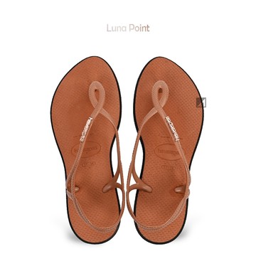 havaianas 2026新品✨Luna Point 黑底可可 修飾腳型 細帶涼鞋 肩頭涼鞋 女款 夾腳涼鞋 哈瓦仕