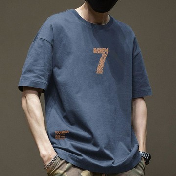 夏季純棉短袖T恤男大碼圓領潮流印花半袖青年t恤打底衫insT恤 男士夏季 冰絲圓領純色 寬鬆大碼T恤男 T恤 短袖 t恤