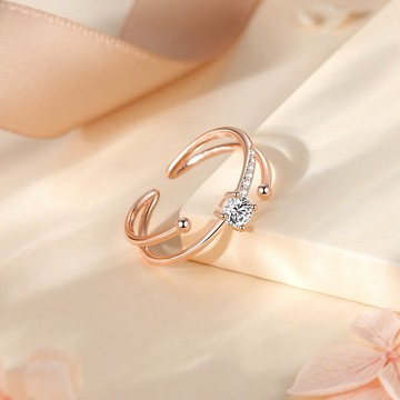 Sweet Air  Y0709 通體純銀 S925純銀 星球軌跡純銀戒指 微鑲鋯石純銀戒指 開口可調整戒圍