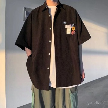 寬鬆上衣 開衫 短袖襯衫男 五分袖上衣 韓版襯衫 襯衣 花襯衫 休閒襯衫 五分袖襯衣 短袖襯衫 日係工裝襯衫 半袖 短袖