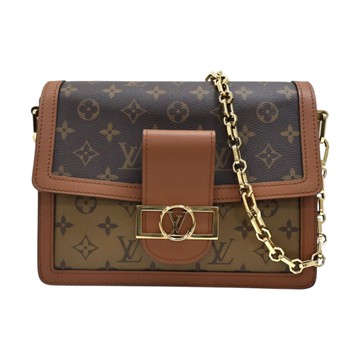 LOUIS VUITTON LV 路易威登 棕色 原花 帆布 Dauphine MM 肩背包 M45958 【二手名牌BRAND OFF】