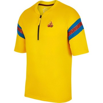 Nike As Giannis M SS Top Mesh [CK6297-739] 男 短袖 上衣 半拉鍊 字母哥 黃