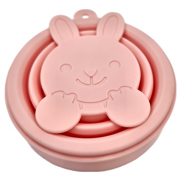 可愛動物造型矽膠折疊杯  兔子粉  1個