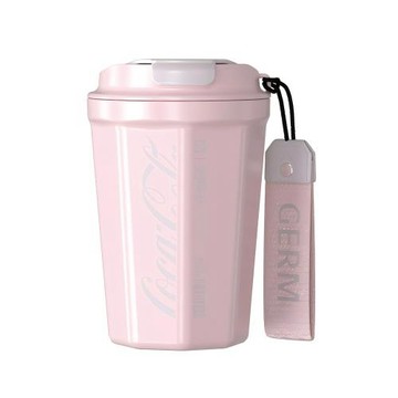 GERM格米 可口可樂聯名款菱形咖啡杯-390ml(隨行杯/保溫杯/咖啡杯) 粉